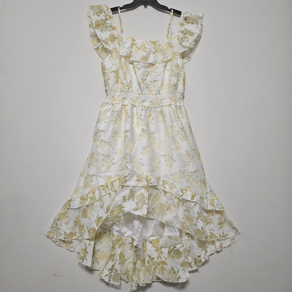 Layered With Love Women's Dress Plus Size 1X Yellow Off-Shoulder Ruffles Hi-Low - Picture 2 of 12